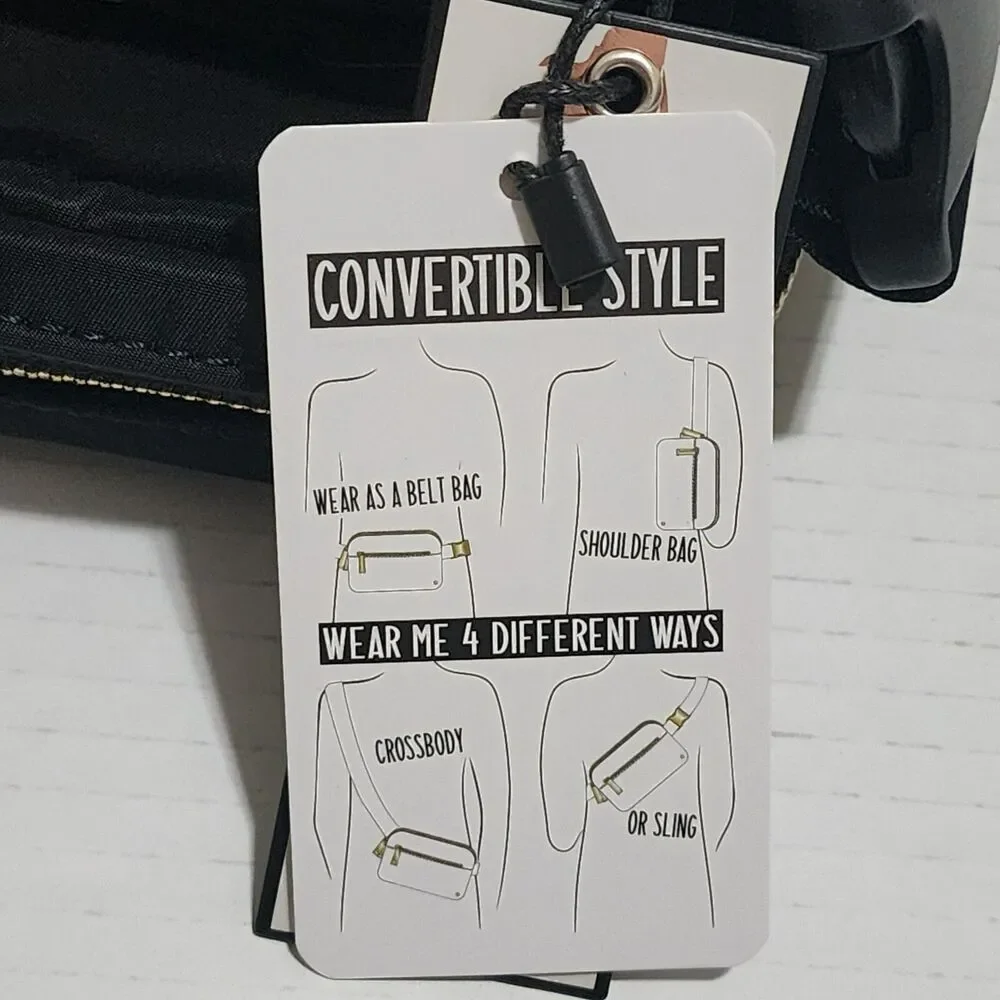 NWT $50 Violet Ray New York Black Sling Crossbody Pouch Bag Convertible Style - Picture 2 of 10